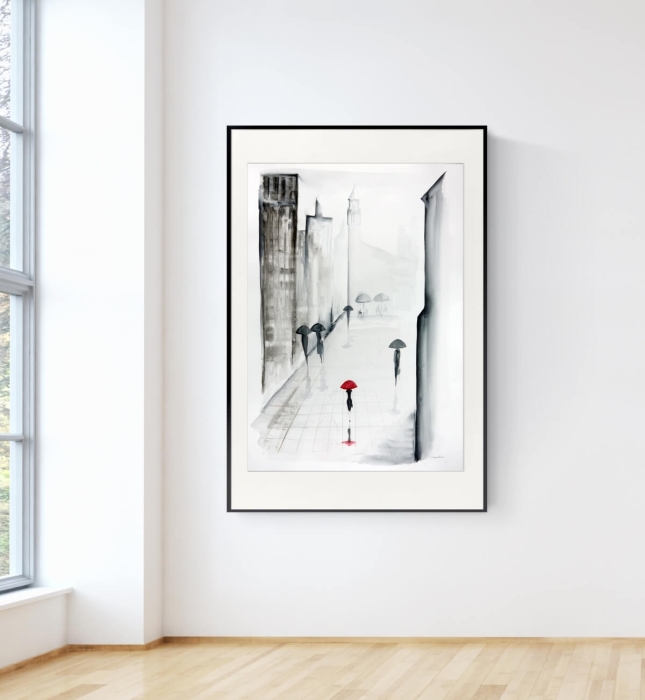 abstrakcja 70x100,  deszczowa ulica
