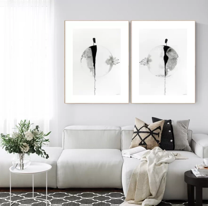 zestaw 2 obrazów 50 x 70 cm,  minimalizm