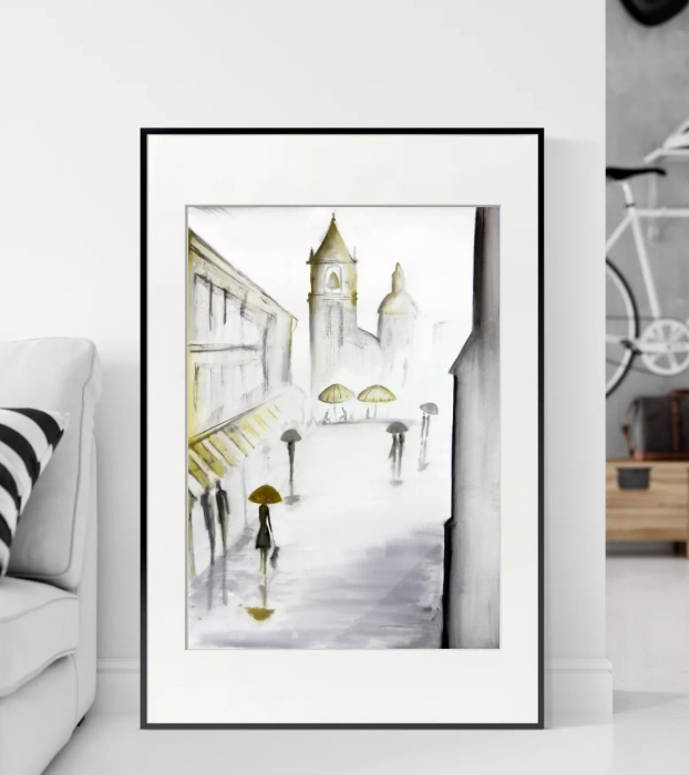 abstrakcja 50x70,  deszczowa ulica