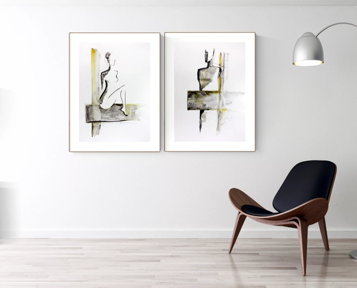 zestaw 2 obrazów 50 x 70 cm,  minimalizm
