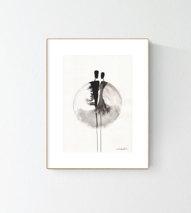 grafika 21/30 ręcznie malowana, abstrakcja