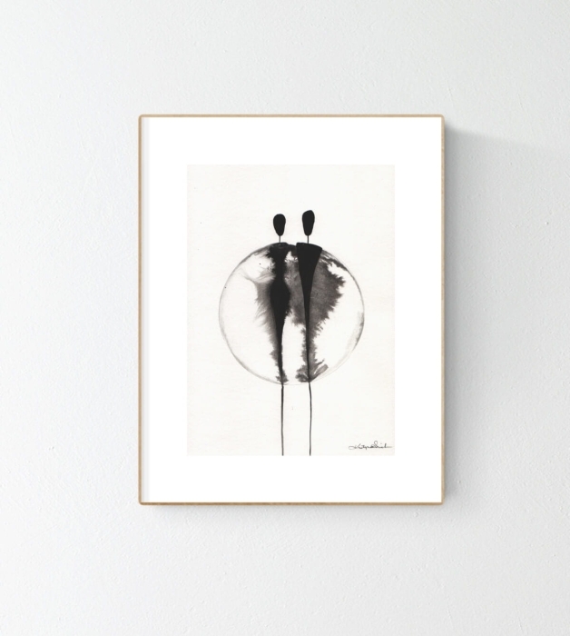 grafika 21/30 ręcznie malowana, abstrakcja