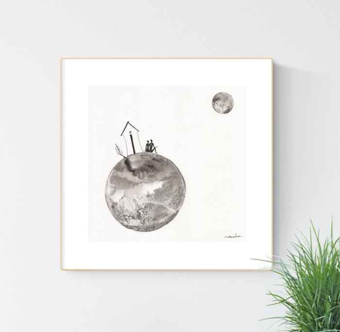 grafika 30/30 ręcznie malowana, abstrakcja