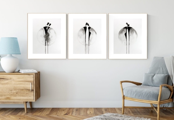 zestaw 3 grafik 40/50, styl skandynawski, abstrakcja