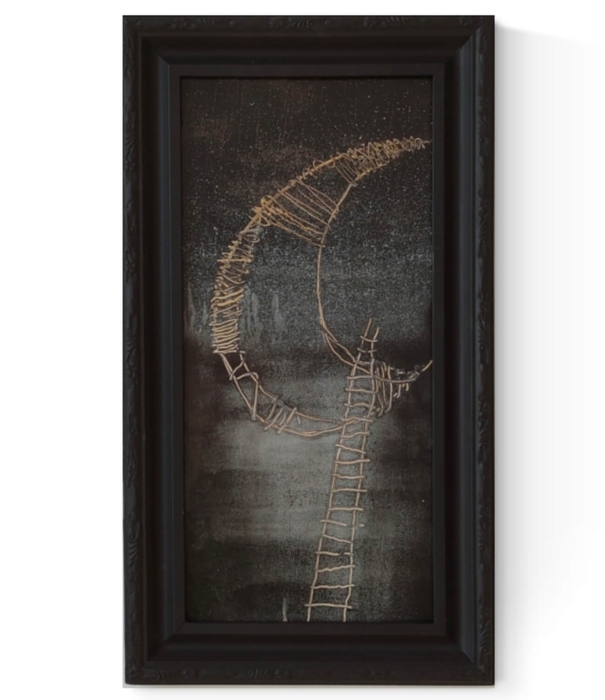 Obraz w ramie malarstwo współczesne, abstrakcja 31x55, księżyc