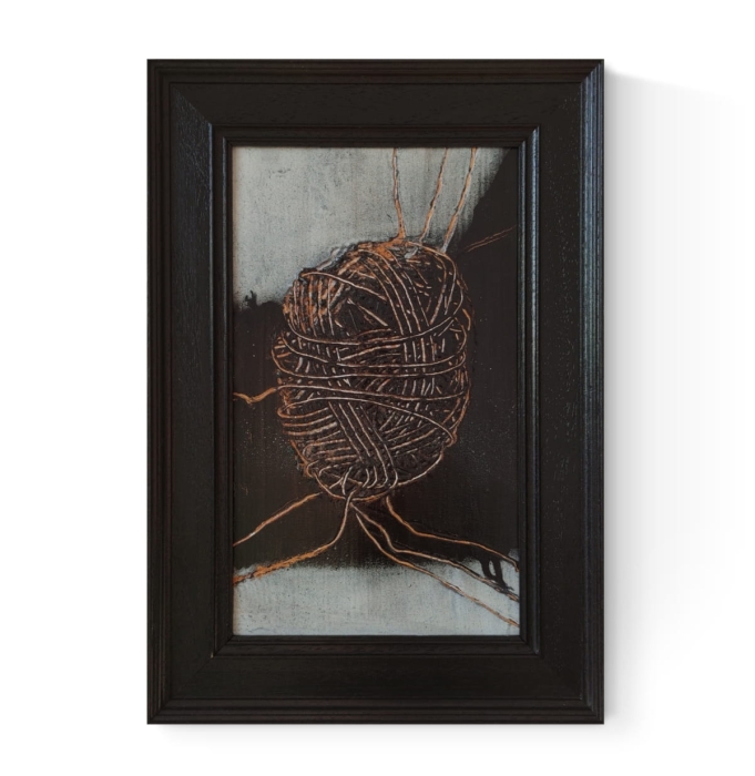 Obraz w ramie malarstwo współczesne, 28x40 obraz czarno-złoty