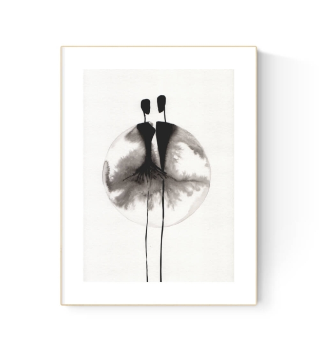 grafika 21/30 ręcznie malowana, abstrakcja
