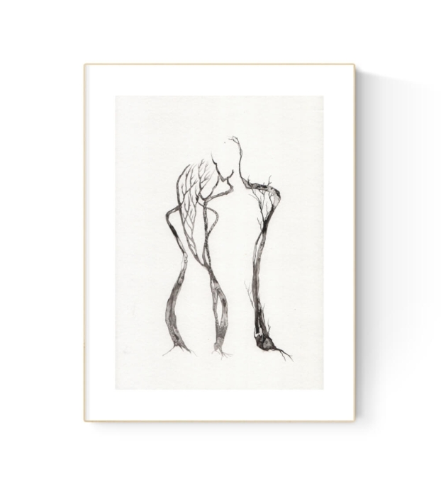 grafika 21/30 ręcznie malowana, abstrakcja