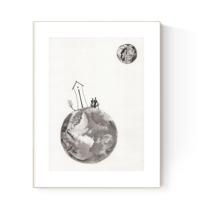 grafika 21/30 ręcznie malowana, abstrakcja