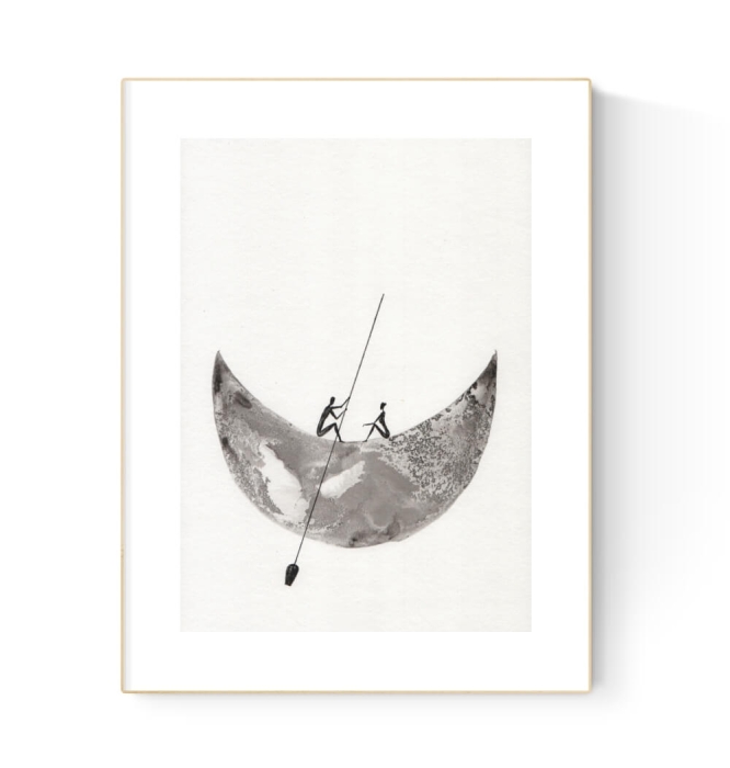 grafika 21/30 ręcznie malowana, abstrakcja