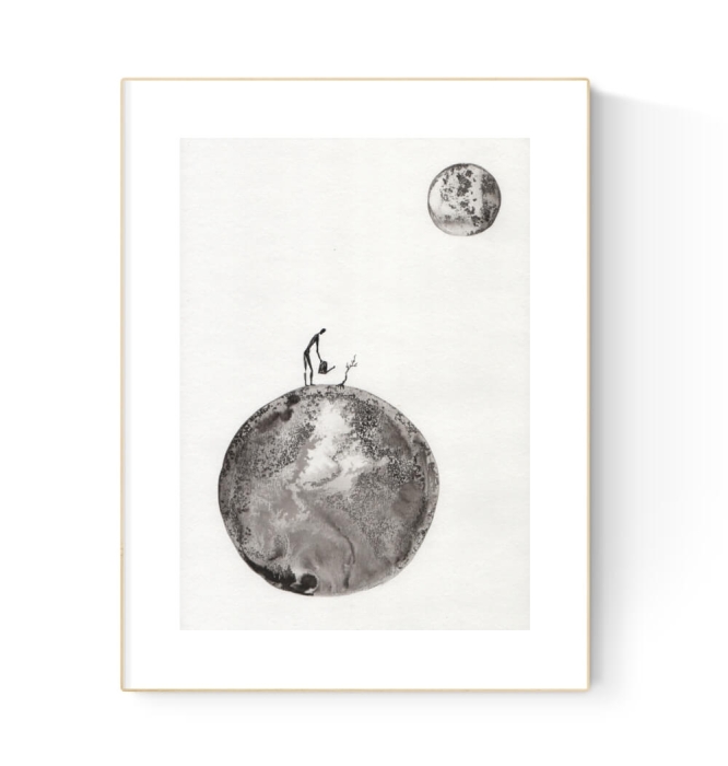 grafika 21/30 ręcznie malowana, abstrakcja