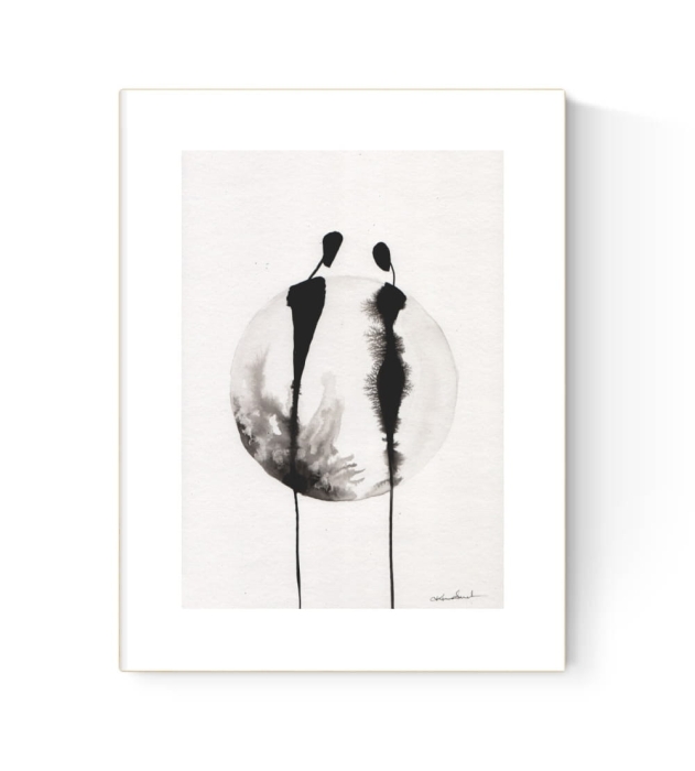 Elegancka, minimalistyczna grafika do salonu, prosto o relacjach