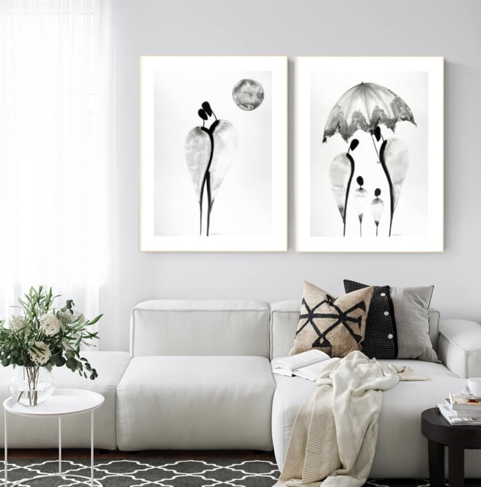zestaw 2 obrazów 50 x 70 cm,  minimalizm