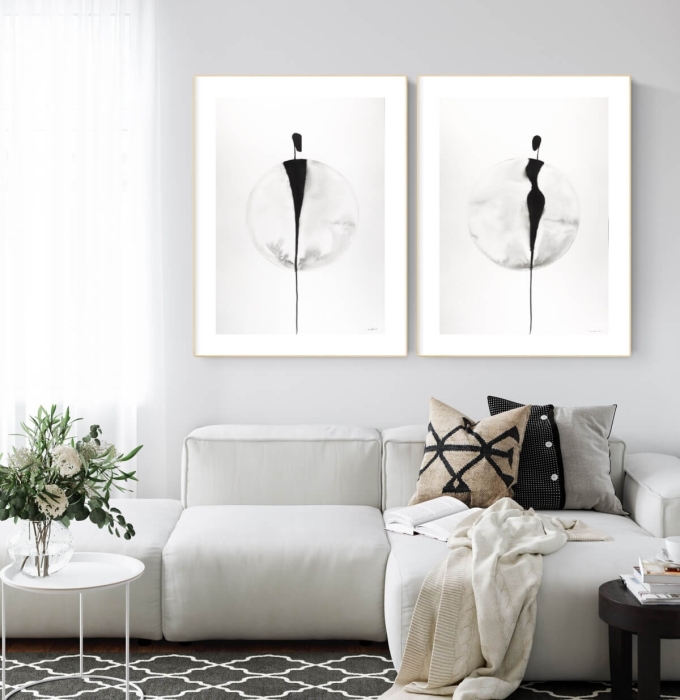 dyptyk obraz 2-częściowy, 50x70 malowany, abstrakcja,