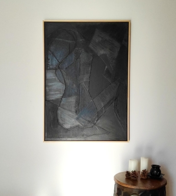 Obraz na płótnie z wyjątkową fakturą, duża abstrakcja w ramie, 70 x 100 cm