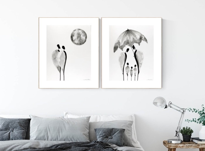zestaw 2 grafik 40/50, styl skandynawski, abstrakcja