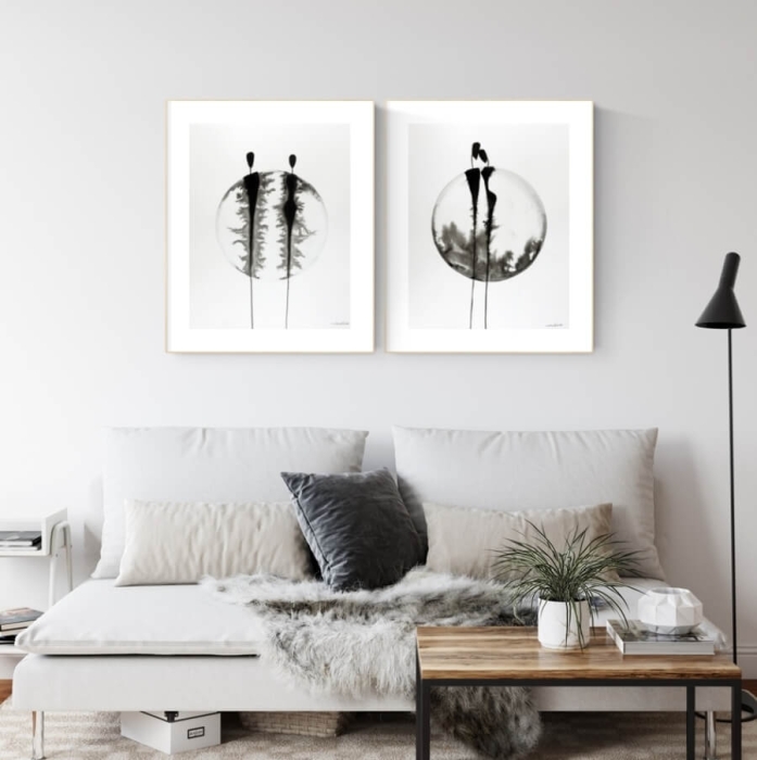 zestaw 2 grafik 40/50, styl skandynawski, abstrakcja