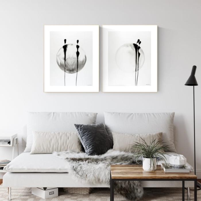 zestaw 2 grafik 40/50, styl skandynawski, abstrakcja