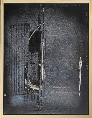 Obraz w ramie 30x40 nowoczesna abstrakcja czarno-biał