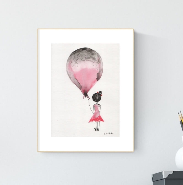 grafika 21/30 ręcznie malowana, abstrakcja