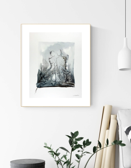 grafika 40x50 delikane szarości, ekspresyjna