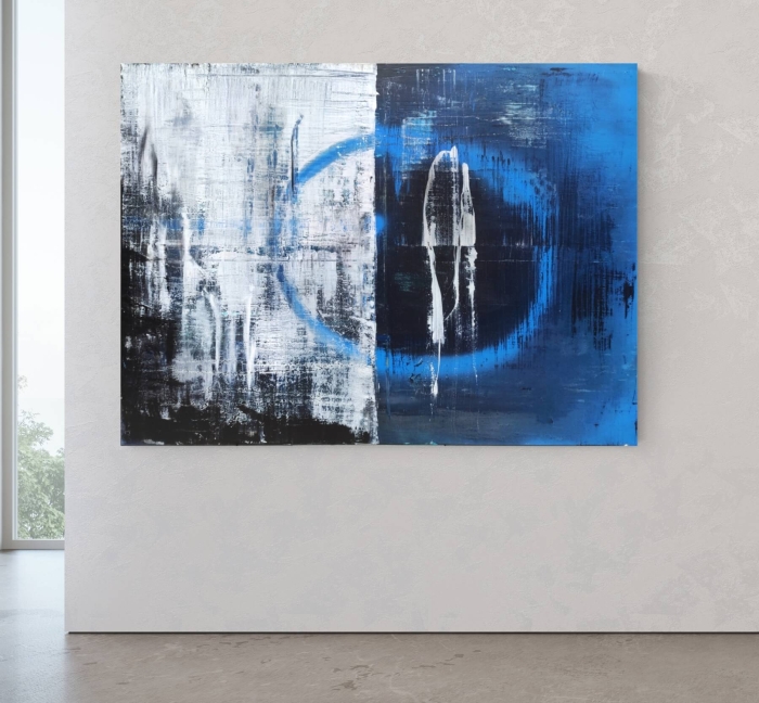 BLUE Duży obraz XXL do salonu, nowoczesny, abstrakcja z niebieskim