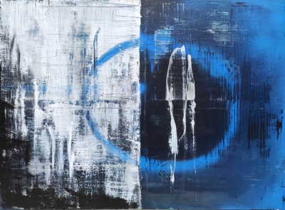 BLUE Duży obraz XXL do salonu, nowoczesny, abstrakcja z niebieskim