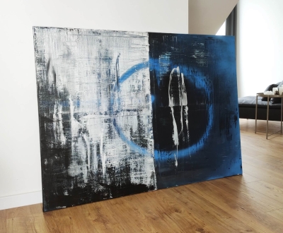 BLUE Duży obraz XXL do salonu, nowoczesny, abstrakcja z niebieskim