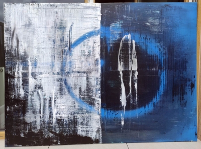 BLUE Duży obraz XXL do salonu, nowoczesny, abstrakcja z niebieskim