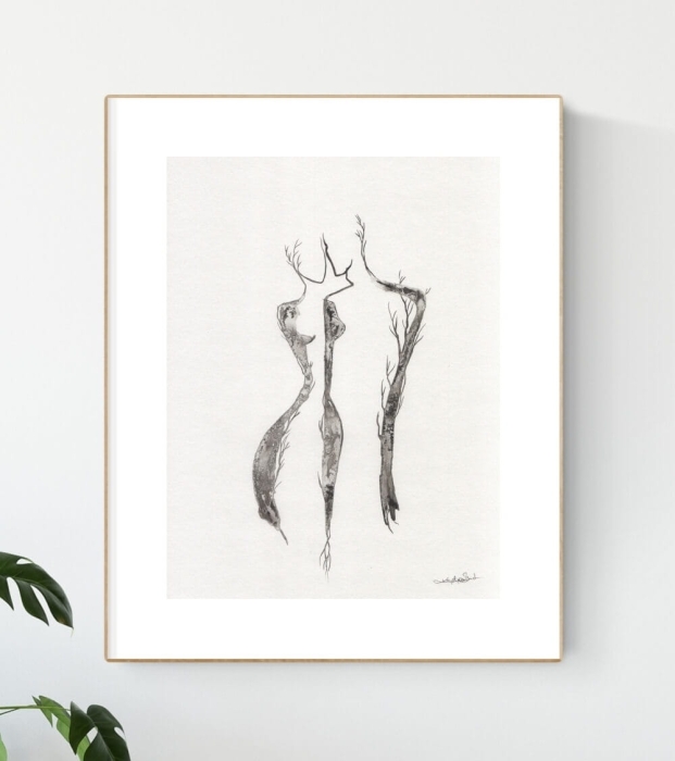 Oryginalna grafika artystyczna 30x40 para, spleceni