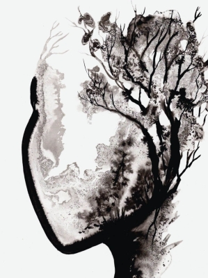 grafika-abstrakcyjna-czarno-biala-30-40-glowa-drzewa-wabi-sabi
