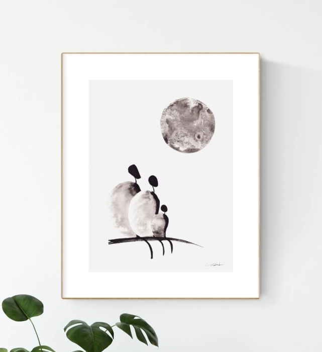 Oryginalna grafika 30x40 abstrakcja czarno-biała