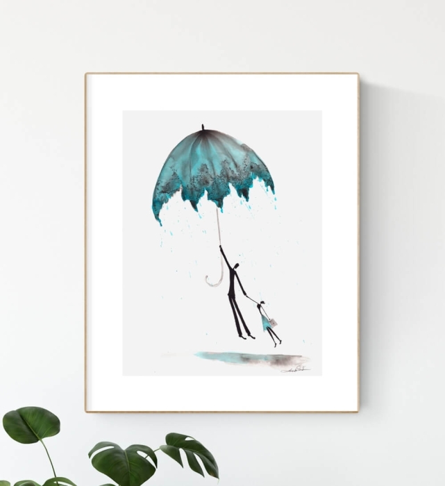 Elegancka grafika 30x40 abstrakcja z turkusem