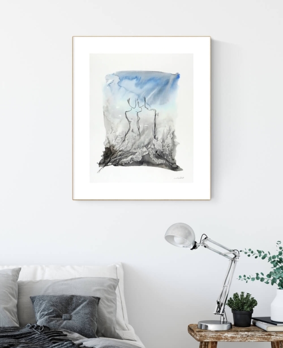 Obraz 40x50 akwarela z niebieskim
