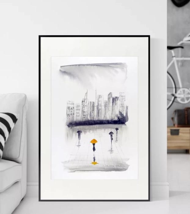abstrakcja 50x70,  deszczowa ulica