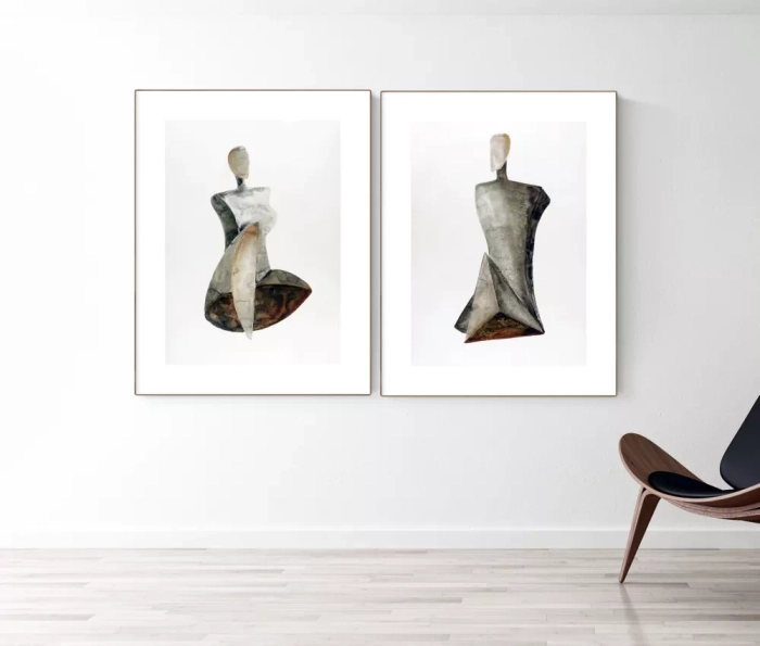 Dyptyk, elegancki zestaw grafik artystycznych, 50x70
